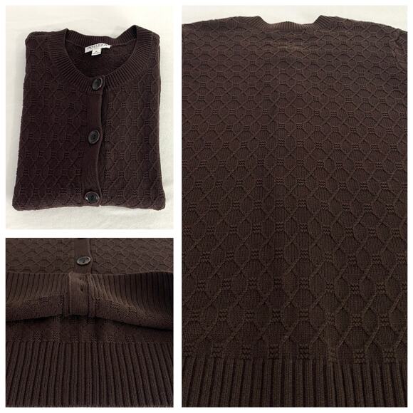 Pendleton Brown Cable Knit Cardigan Sweater Sz XXL - Picture 6 of 9